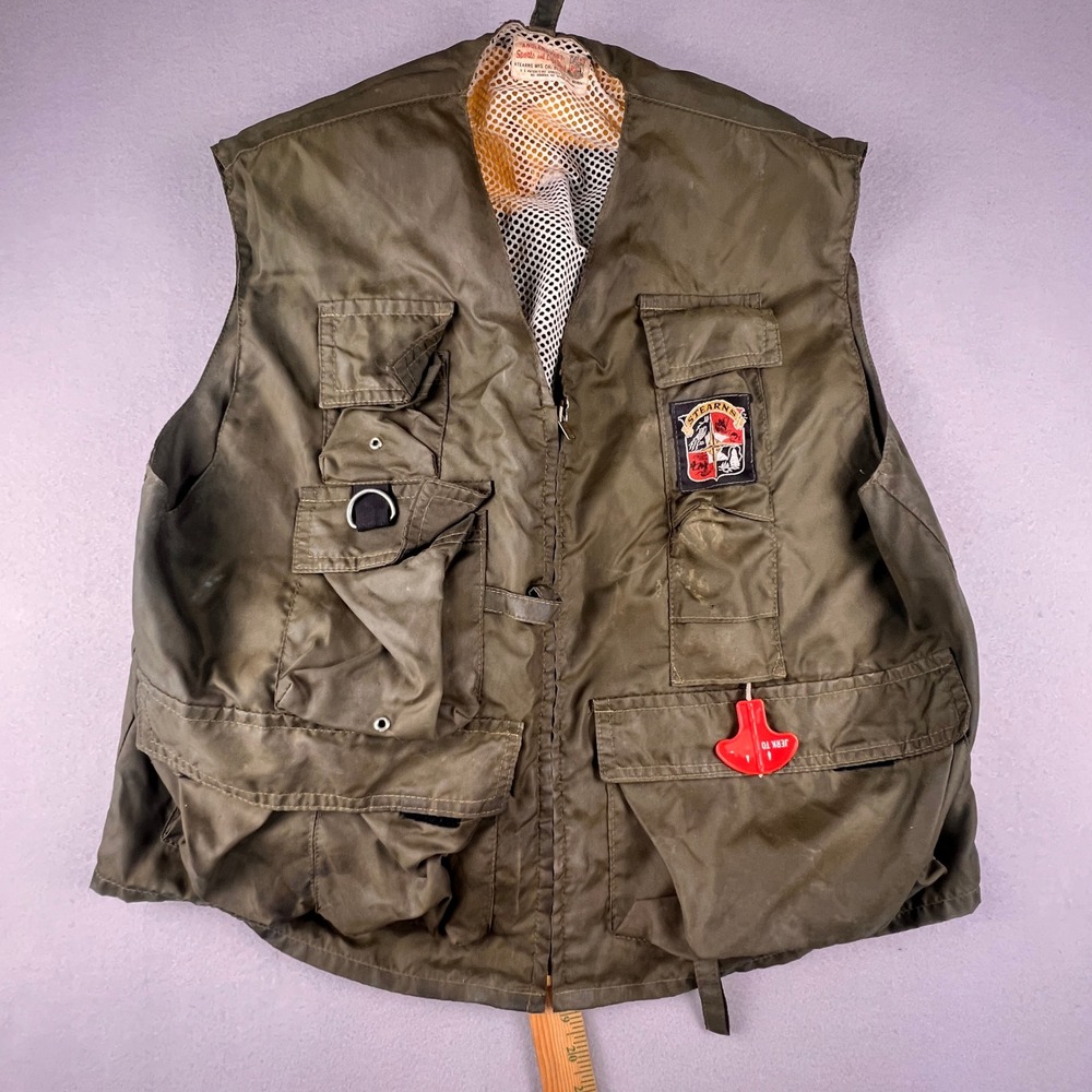Stearns Anglers Life Vest Mens XL Inflatable VTG Fishing Jacket Utility Gorp